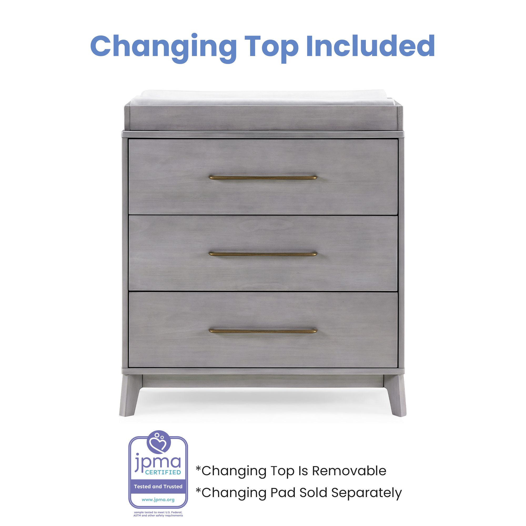 Spencer 3 Drawer Dresser with Changing Top and Interlocking